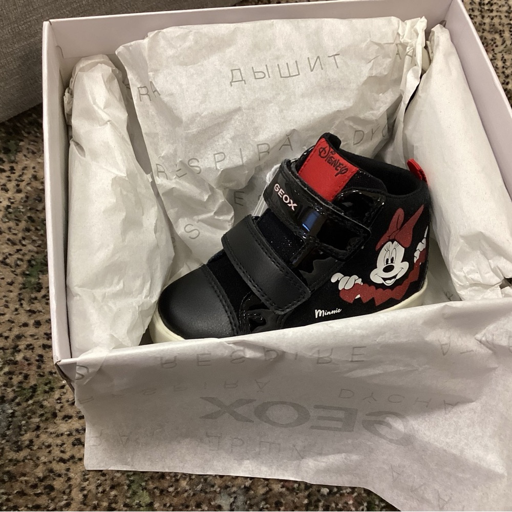 Geox Kids Black and Red Minnie Mouse Sneakers